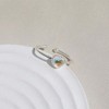 Dazzling Colorful Gemstones - Sterling Silver Ring with Moonstone Heart Women's Ring in 925 Silver Material， Adjustable Size - 3 of 4