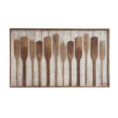 47.2" x 28" Wood Framed Raised Paddles Wall Canvas Art - Storied Home: MDF Embossed Nautical Decor