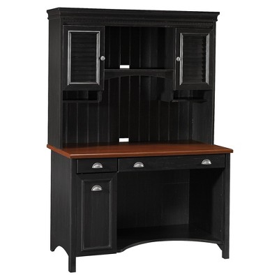 Bush Furniture Stanford Computer Desk w/Hutch and Drawers Antique Black STF002