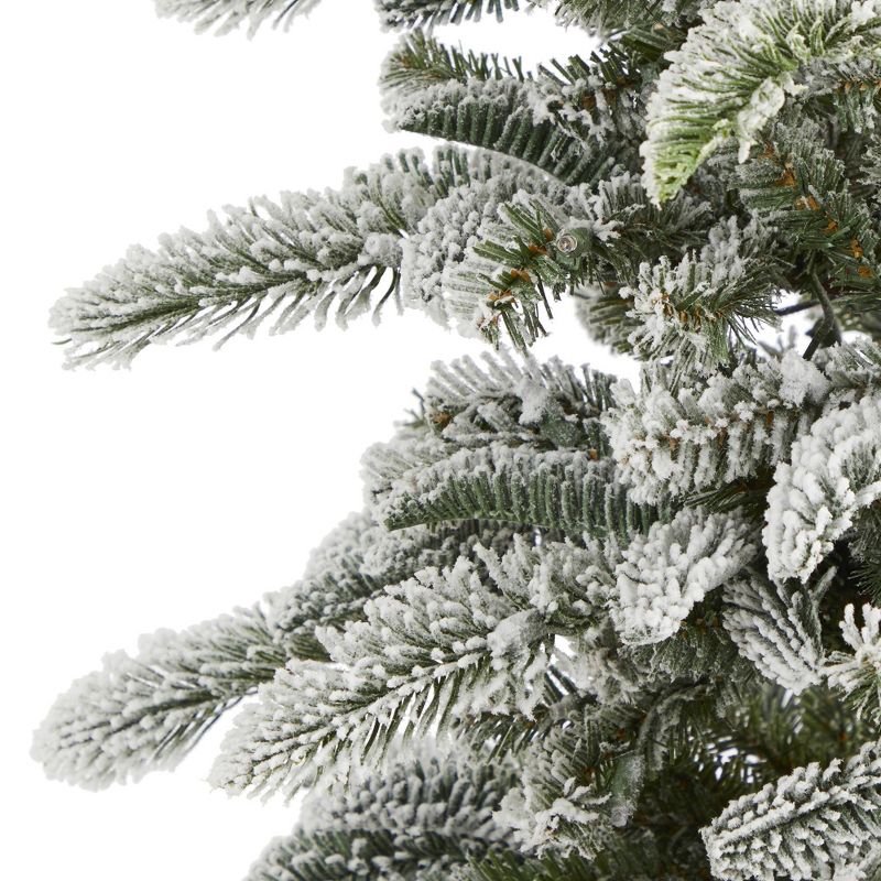6.5ft Nearly Natural Pre-Lift LED Flocked Washington Alpine Artificial Christmas Tree White Warm Lights, 6 of 13