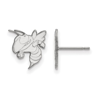 Black Bow Jewelry 14k White Gold Georgia Tech Yellow Jackets NCAA Post Earrings