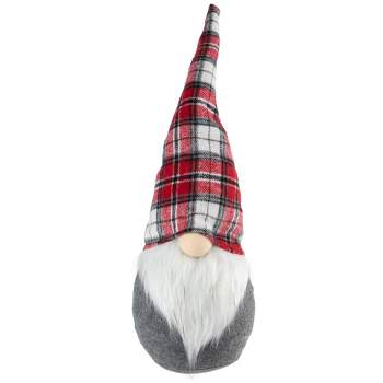 Northlight 18.75" Gray Gnome with Red Plaid Hat Christmas Decoration