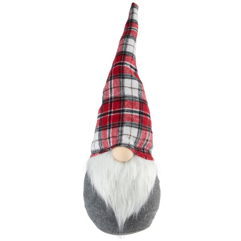 Northlight 18.75" Gray Gnome with Red Plaid Hat Christmas Decoration, 1 of 8