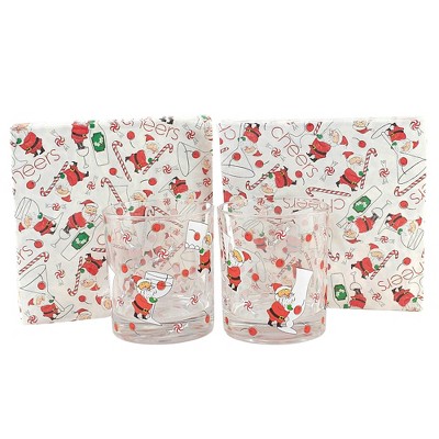 Tabletop 4.0" Cocktail With Santa Napkins Glasses Kitchen One Hundred 80 Degree  -  Drinkware