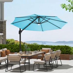 10FT Cantilever Patio Umbrella with Base - 360° Rotating Outdoor Market Sun Shade for Pool & Deck - 1 of 4