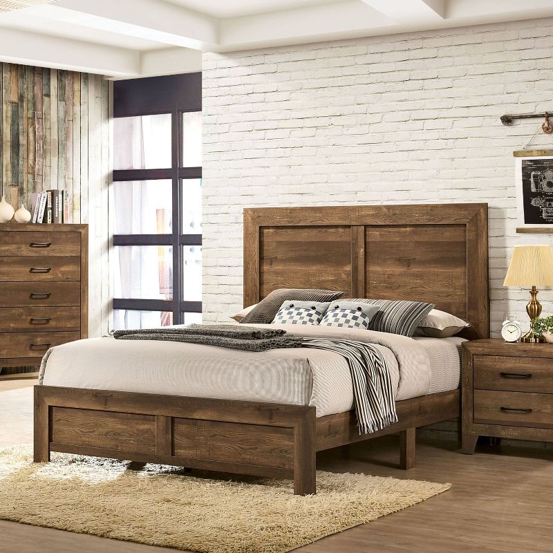 Quail Wood Grain Finish Panel Bed Rustic Light Walnut - HOMES: Inside + Out, 3 of 6