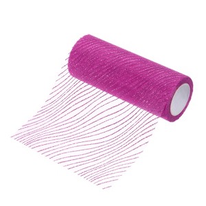 Unique Bargains Sheer Nylon Glitters Wave Mesh Decorative Ribbon Trim 6 Inch 10 Yards - 1 of 4
