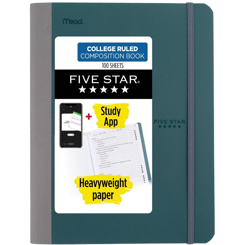 Five Star 100 Sheets College Ruled Premium Composition Book with Bungee &#38; Unique Fill Peacock, 1 of 8