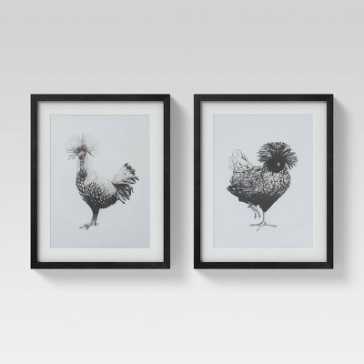 (Set of 2) 16" x 20" Chickens Framed Wall Art - Threshold™