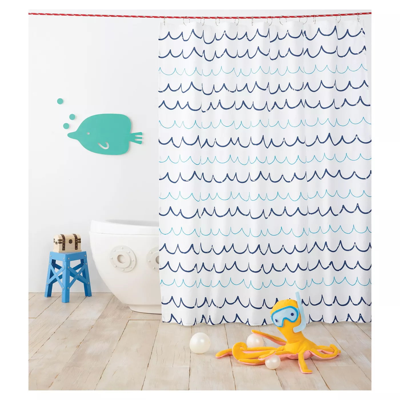 Wave Blue Shower Curtain - Pillowfort™ - image 1 of 5