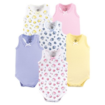 Luvable Friends Baby Girl Cotton Sleeveless Bodysuits 6pk, Floral