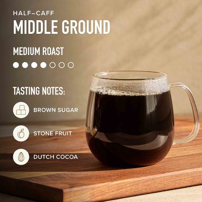 Peet's Coffee Middle Ground Medium Roast Keurig K-Cup Coffee Pods - Half Caf - 22ct