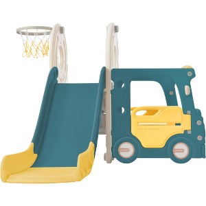 Toddler Slide for Toddlers Age 1-3 with Basketball Hoop and Swing, Baby Slide for Kids Ideal Gift, Indoor Outdoor Backyard Playground - 1 of 4