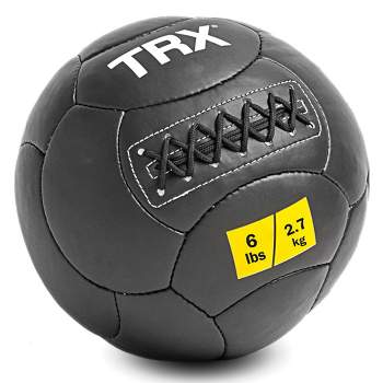 TRX 6 Pound Wall Ball Home Gym Strength Training Weighted Equipment with Non-Slip Exterior for Leveling Up Full Body Workouts, Black (14 Inch)