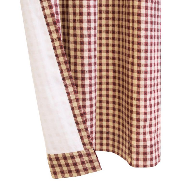 Thermalogic Checkmate Energy Efficient Room Darkening Mini Check Pattern Pole Top Curtain Panel Pair Burgundy, 4 of 6