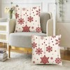 Lomsoe 2pcs Set of Winter Red Christmas Snowflake Merry Christmas Art Decorative Pillow Covers for Home, Decor Pillows & Cushion Covers - No Insert - 2 of 4