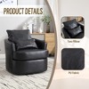 Swivel Accent Chair, Barrel Armchair With Metal Base, Upholstered 360° Swivel Chair - 3 of 4