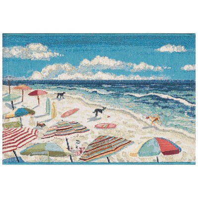 Liora Manne Esencia Dog Beach Indoor Outdoor Mat Ocean 2' X 2'10