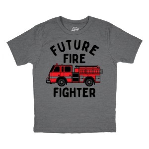 Youth Funny T Shirts Future Fire Fighter Sarcastic Fire Truck Graphic Novelty Tee For Kids - Crazy Dog Youth T Shirt Dark Grey S - 1 of 4
