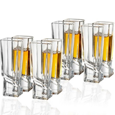 JoyJolt Carre Collection Shot Glasses - Set of 8 Square Heavy Base Shot Glass Set - 1.8 oz