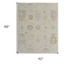 Tan and Gray Wool Floral Hand Knotted Area Rug - 3 of 4