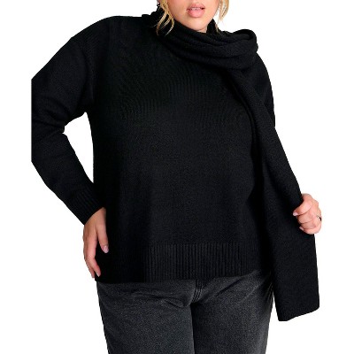 ELOQUII Elements Women's Plus Size Scarf Neck Sweater