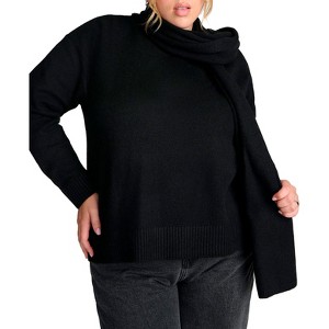 ELOQUII Elements Women's Plus Size Scarf Neck Sweater - 1 of 2
