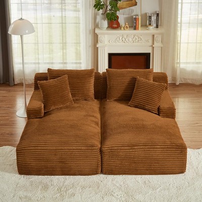 Dolonm 78.8" Double Sofa, Compressed Boneless Sofa Made of Corduroy, Requires No Installation,for Living Rooms Bedrooms