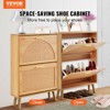 Shoe Cabinet with 2 Flip Drawers, Shoe Storage Cabinet for Entryway, Free Standing Shoe Storage Organizer with Rattan Doors for Heels, Boots - 3 of 4