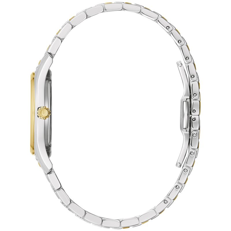 Bulova Ladies' Classic Diamond 3-Hand Quartz Two Tone Gold Stainless Steel Watch, 16 Diamonds, Mother-of-Pearl Dial, Curved Mineral Crystal, 2 of 7
