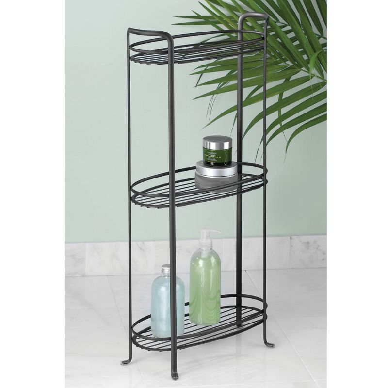 mDesign Vertical Standing Bathroom Shelving Unit Tower with 3 Baskets, 2 of 7