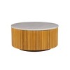 Faux White Marble Round Coffee Table with Storage Natural/Faux White Marble See below - 3 of 4