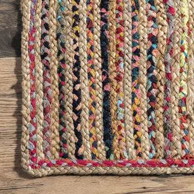 Handmade Braided Blue Cotton 38" Reversible Area Rug