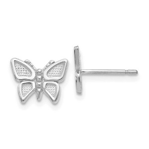 Black Bow Jewelry 10mm Textured Butterfly Post Earrings in 14k White Gold - 1 of 4