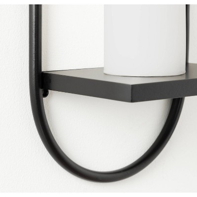 Black Wood and Metal Floating Wall Shelf Set