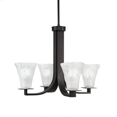 Toltec Lighting Apollo 4 - Light Chandelier in  Dark Granite with 5.5" Fluted Frosted Crystal Shade