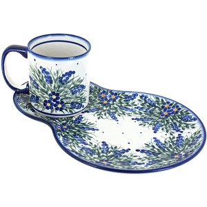 Blue Rose Polish Pottery 13H-14E WR Unikat Breakfast Plate & Mug Set - 1 of 1