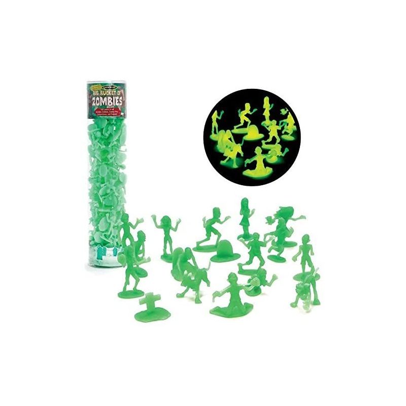 SCS Direct Zombie Action Figures -100 Glow in The Dark Zombies with 14 Unique Sculpts - Includes Zombies, Zombie Pets, Gravestones, and Humans, 1 of 2