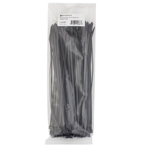 Monoprice 11-inch Cable Tie, 100pcs/Pack, 50 lbs Max Weight - Black - image 1 of 3