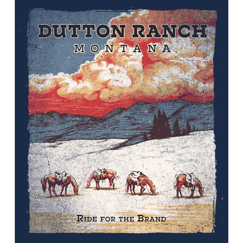 Men's Yellowstone Dutton Ranch Ride For The Brand Snow Poster T-Shirt, 2 of 5