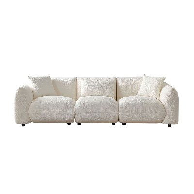 NicBex 102.36 Inch Modular Sectional Sofa Couch with 3 Pillows Mid-Century Upholstered 3-Seater Couch with Deep Seat for Living Room