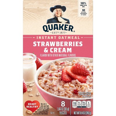 Quaker Strawberries & Cream Oatmeal - 8.4oz/8ct