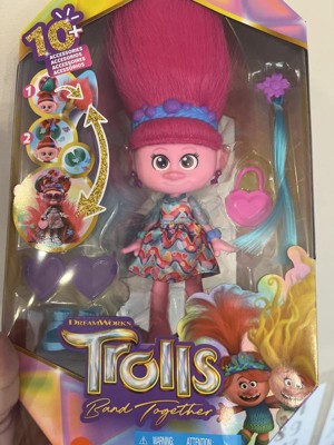 Dreamworks Trolls Band Together Hair Pops Showtime Surprise Queen Poppy Plush with Lights, Sounds & Accessories