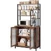 Bakers Rack with Cabinet 5 Tier Microwave Stand Standing Bakers Rack with Door Tall Coffee Bar Brown Home Bar Cabinet - 2 of 4