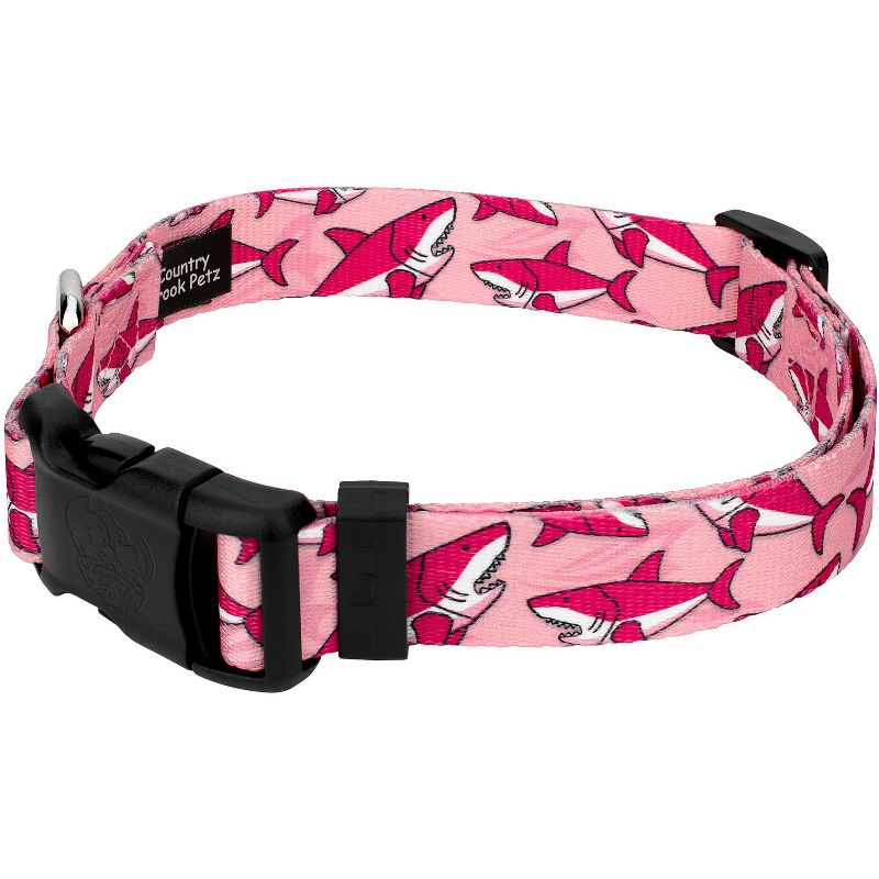Country Brook Petz Deluxe Pink Sharks Dog Collar - Made in the U.S.A., 5 of 10