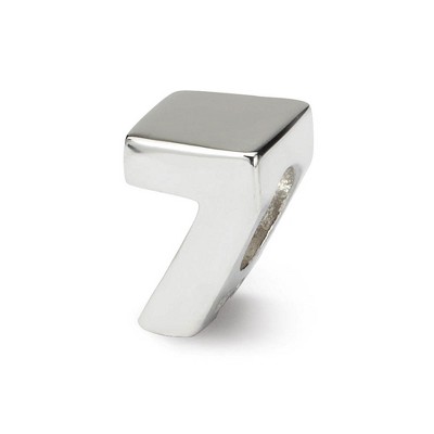 Black Bow Jewelry Sterling Silver Block Style, Number 7 Bead Charm