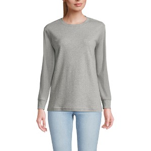 Lands' End Women's Long Sleeve Cotton Interlock Crew T-Shirt - 1 of 3