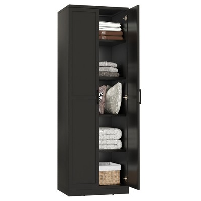 Tangkula 70" Storage Cabinet Freestanding Pantry Cabinet w/2 Doors & 5 Shelves Black