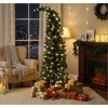 5 ft Prelit Christmas Tree, Whimsical Xmas Tree Slim High Mountain Fir with 100 LEDs and Metal Stand, Green - 2 of 4