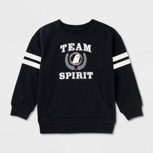 Toddler Girls' Adaptive Halloween Pullover Sweatshirt - Cat & Jack™ Black - 1 of 4